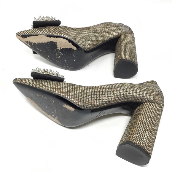 STRATEGIA GOLD HEELS WITH EMBELLISHED BUCKLE - Picture 7 of 7